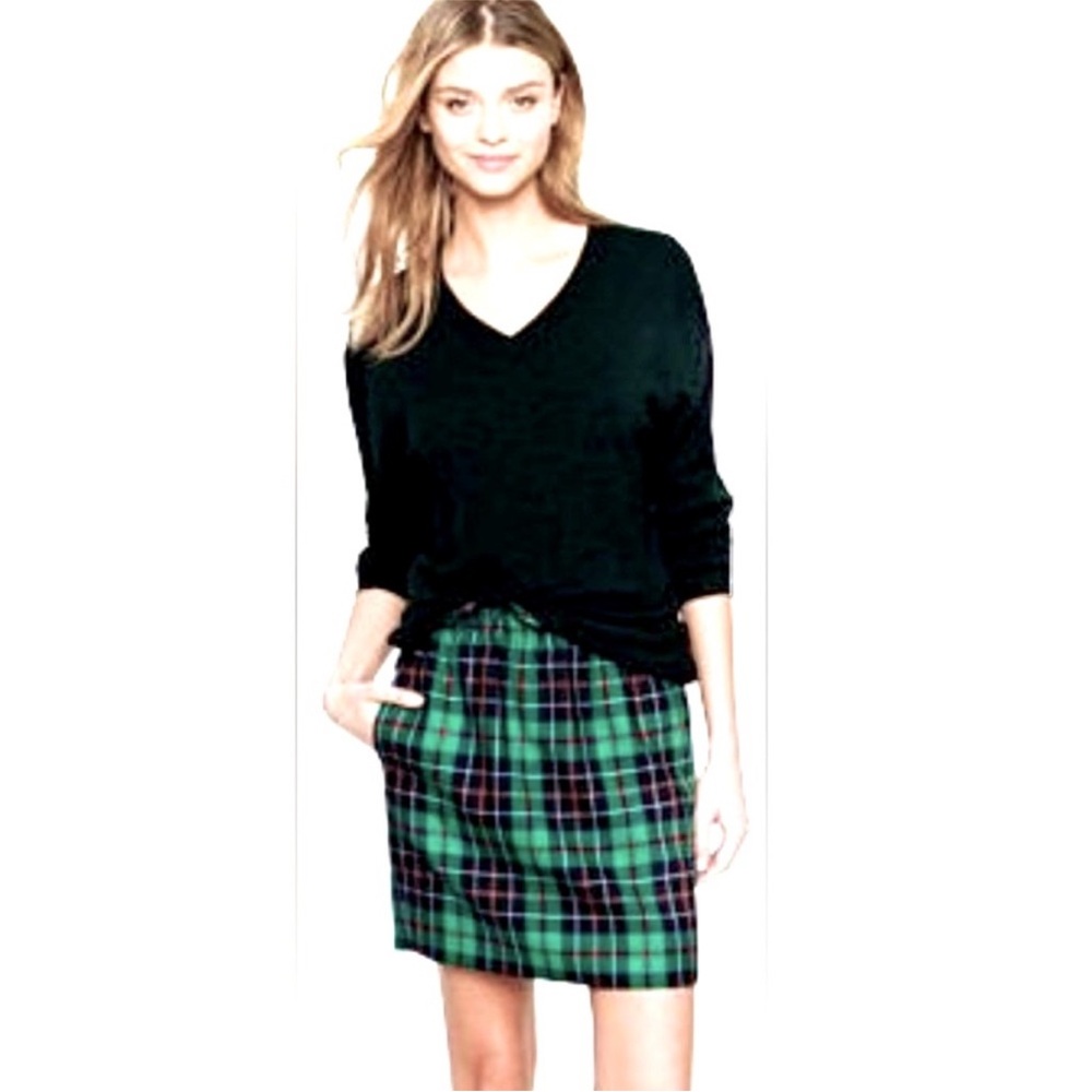 J. CREW Green Plaid Wool Mini Skirt / NWOT
